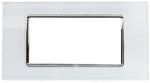 Placca in vetro bianco 4 posti compatibile Living International 6970597468412 8004bl EL1038