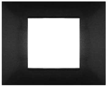 Placca in tecnopolimero 2 posti nero compatibile Vimar Plana