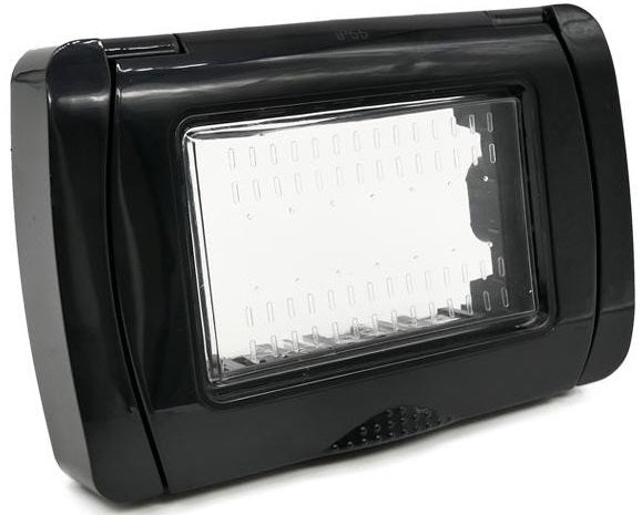 Placca idrobox IP55 3P nera compatibile Matix