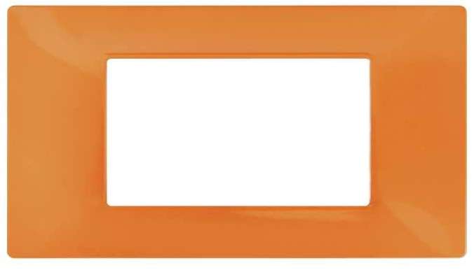Placca in tecnopolimero 4 posti arancione compatibile Vimar Plana