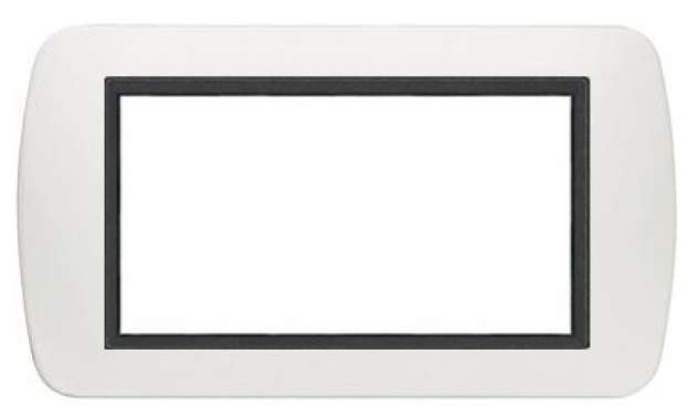 Placca 4 posti bianca in metallo compatibile Bticino Living International
