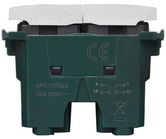 Doppio pulsante grigio 10A 250V compatibile Vimar Plana 6970597462762 TOT622 A EL1766
