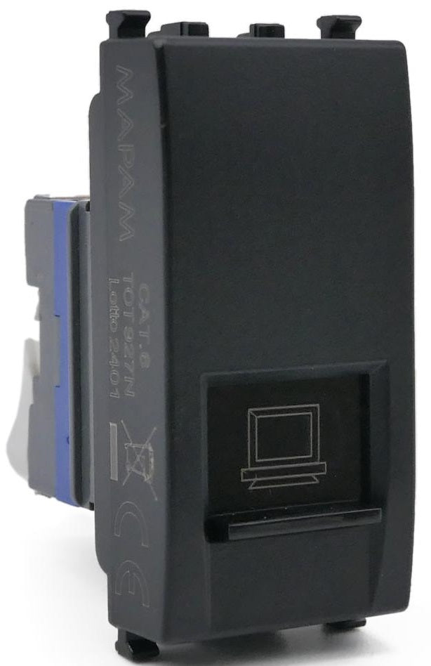 Connettore di rete RJ45 CAT6 nero compatibile Vimar Arké 0793541340369 927N EL186