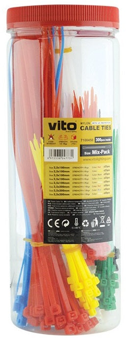 Assortimento di fascette fermacavo autobloccante varie misure e colori - 300 pezzi 6972538047731 7100450 EL189
