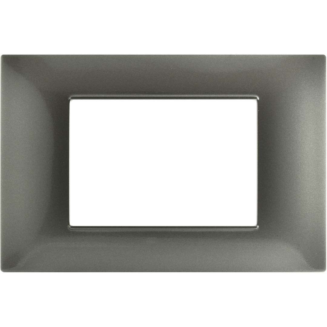 Placca 3P tecnopolimero 12x8cm grigio scuro compatibile Vimar Plana