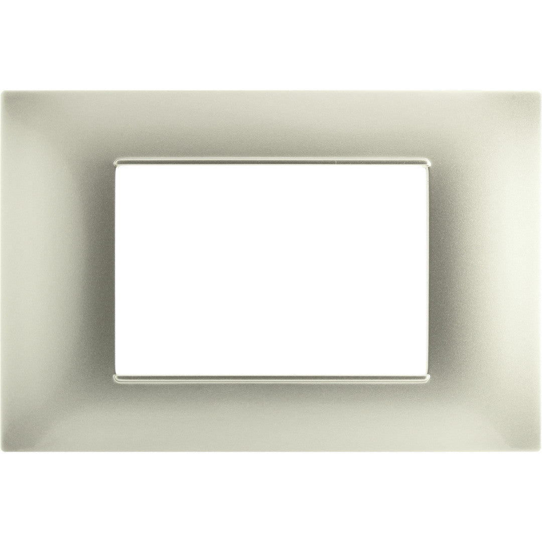 Placca 3P tecnopolimero 12x8cm grigio chiaro compatibile Vimar Plana