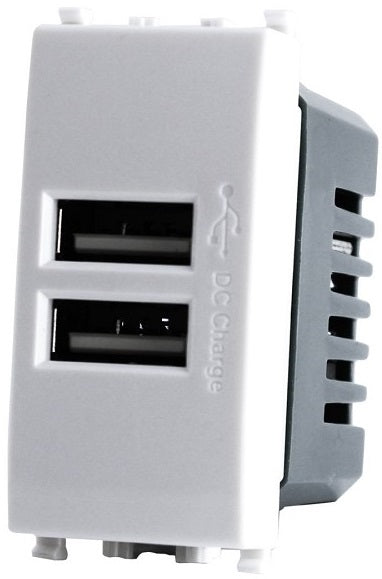 Alimentatore doppia presa USB 5V 2A compatibile Vimar Plana