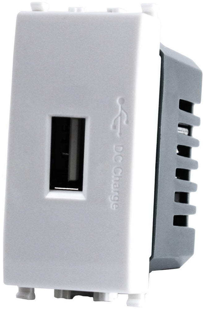 Alimentatore presa USB 5V 2A compatibile Vimar Plana bianco 4.5x2x4.5cm