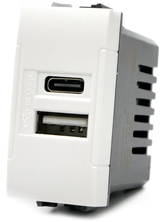 Doppia presa USB USB A - USB tipo C 5V 2.4A compatibile Living International 6970597466777 TOT833B EL2003