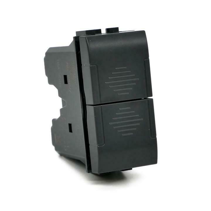 Doppio pulsante 10A 250V nero compatibile con serie Living International
