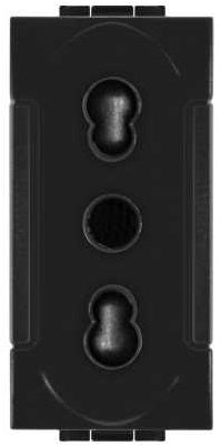Presa bivalente 10A 250V 2P+T nero compatibile serie Living International