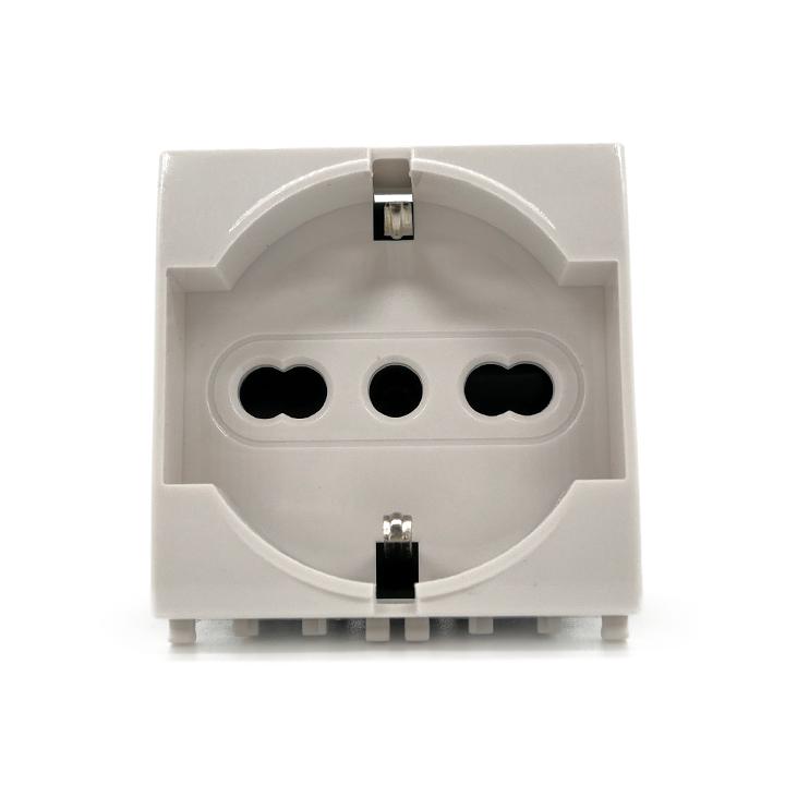 Kit presa Schuko compatibile Vimar Plana bianco 3 moduli