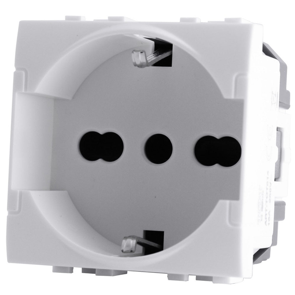 Presa schuko universale 16A 250V bianca compatibile Living International