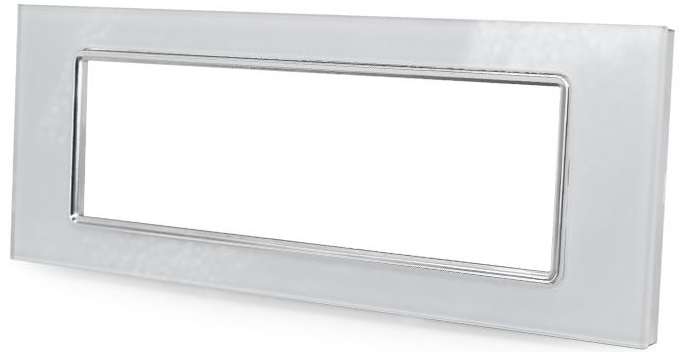 Placca in vetro bianco 7 posti compatibile Living International