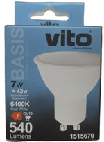 Lampadina LED GU10 Vito 7W 540 lumen, luce fredda 6400K - immagine 2