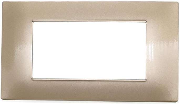 Placca in tecnopolimero 4 posti color champagne compatibile Vimar Plana