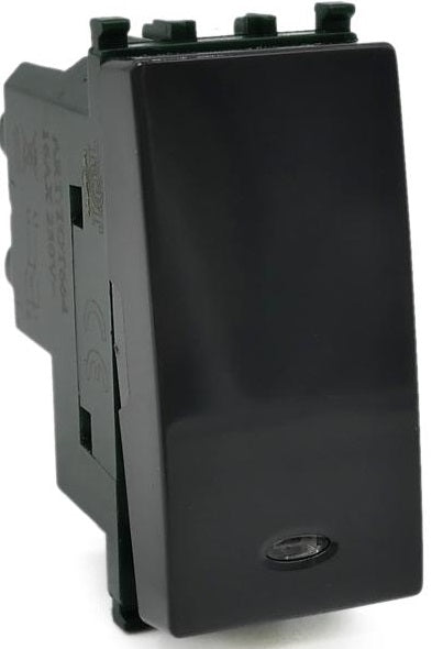 Invertitore con spia luminosa 16A 250V nero compatibile Vimar Plana