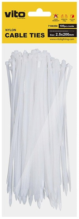 Fascette fermacavi autobloccanti bianche 2.5X200mm - 100 pezzi 6972538047533 7100250 EL2569