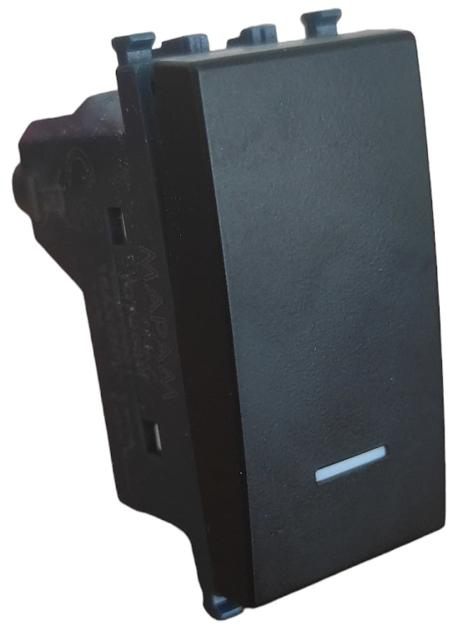 Interruttore unipolare nero con spia compatibile Vimar Arké 0793541339943 961N EL264