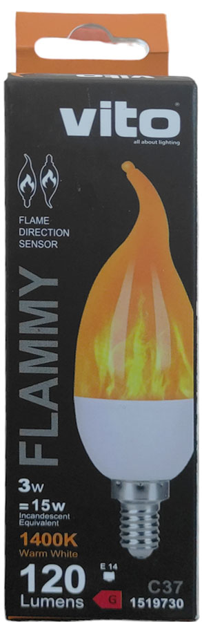 Lampadina LED Vito E14 effetto fiamma 3W, luce calda 1400K - immagine 2