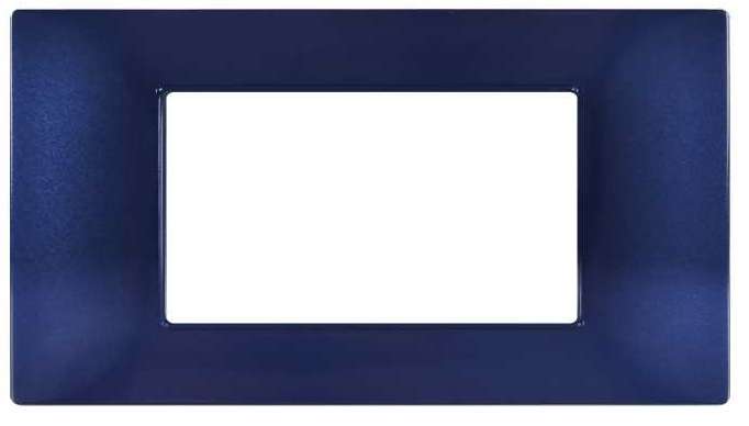Placca in tecnopolimero 4 posti blu compatibile Vimar Plana