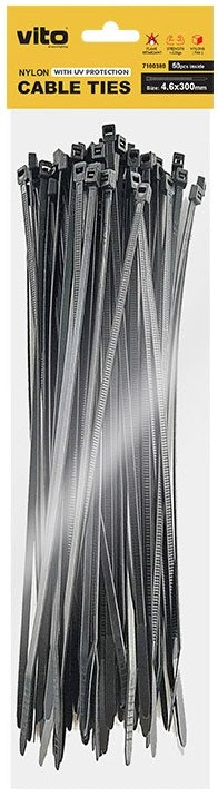 Fascette fermacavi autobloccanti nere 4.6X300mm - 50 pezzi 6972538047663 7100380 EL3137
