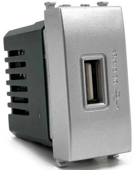 Presa USB grigia compatibile Vimar Plana 5V 2A