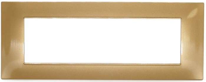 Placca in tecnopolimero 7 posti color oro compatibile Vimar Plana
