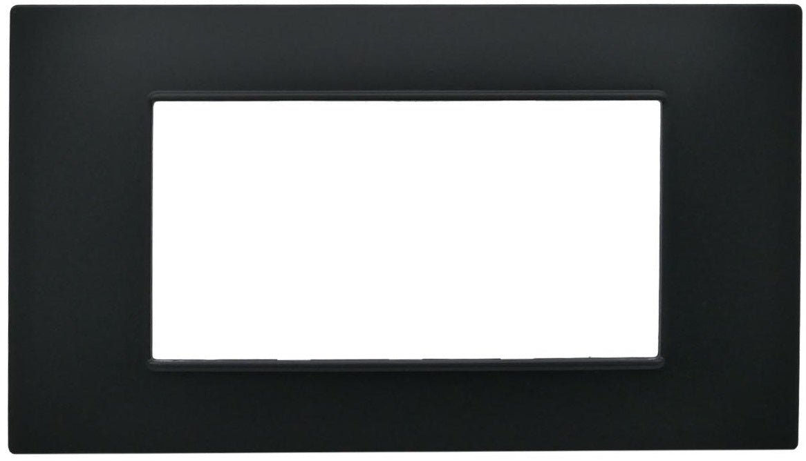Placca 4 posti nera Soft Touch compatibile Vimar Plana