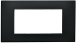 Placca 4 posti nera Soft Touch compatibile Vimar Plana