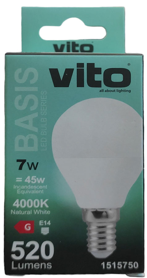 Lampadina LED mini globo Vito E14 7W, luce naturale 4000K - immagine 2