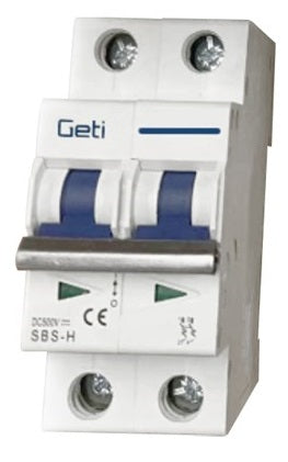 Interruttore magnetotermico per impianti fotovoltaici 2 poli 32A Geti 8595563728550 GF-J03 EL3956