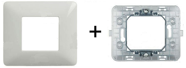 Kit placca e supporto 2 posti compatibili Matix bianco