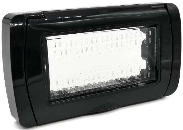Placca idrobox IP55 4P nera compatibile BTicino Matix