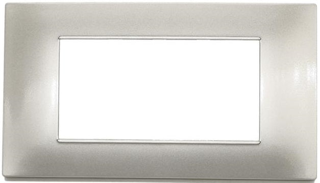 Placca in tecnopolimero 4 posti grigio chiaro compatibile Vimar Plana
