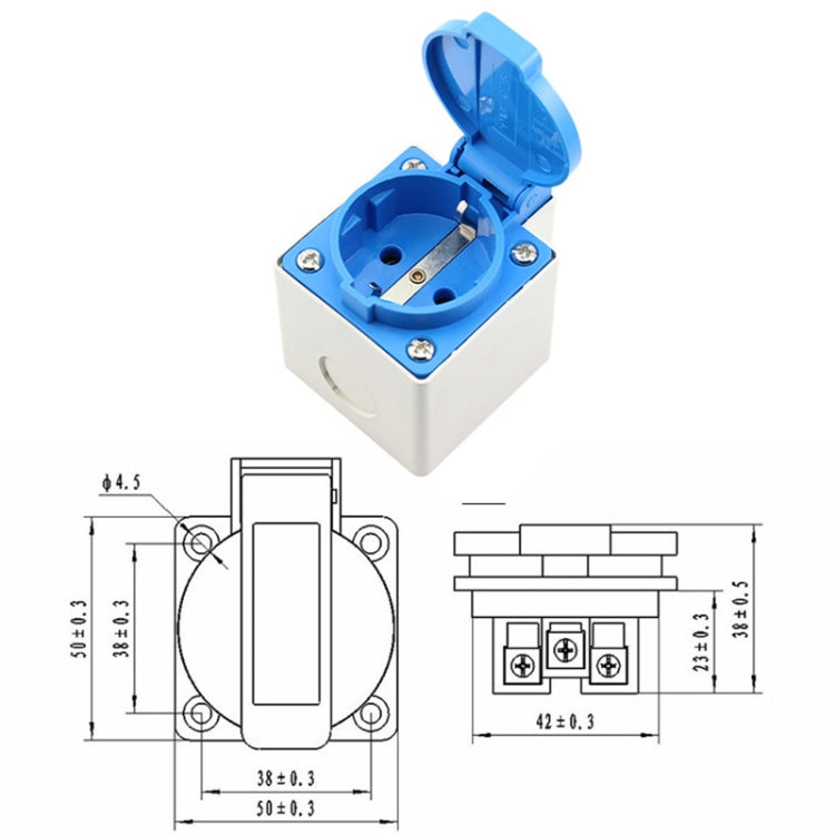 Presa impermeabile esterna IP44 16A 250V con coperchio
