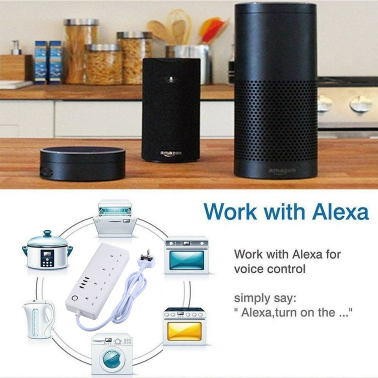 Presa multipla WiFi 4 USB + 4 prese jack UK 13A Alexa Google