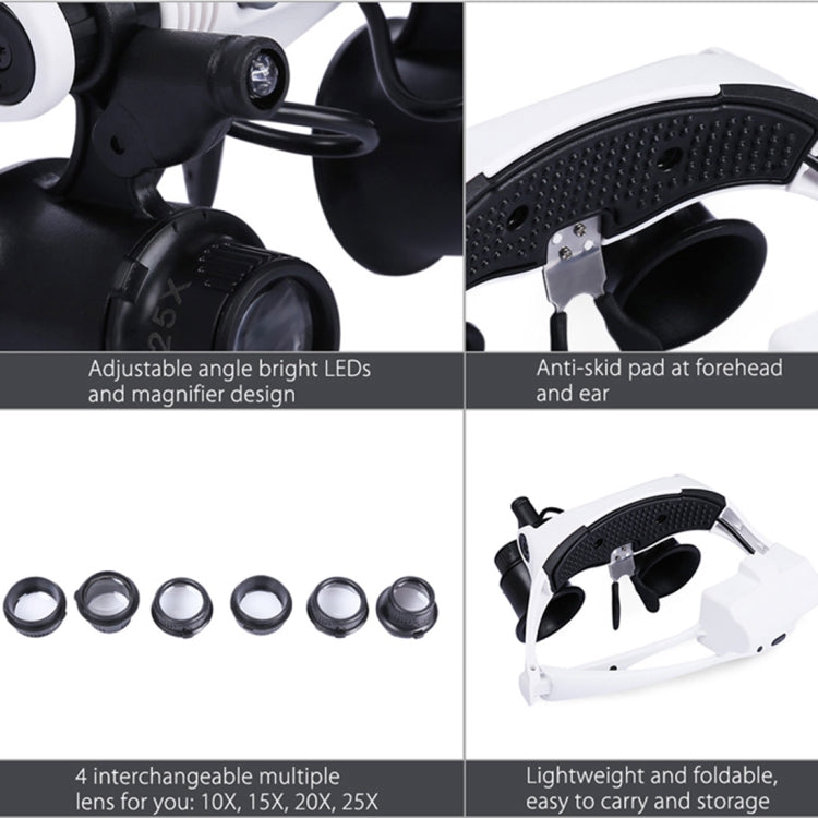 Lente d’ingrandimento da testa con LED e 4 lenti 10X-25X - immagine 7