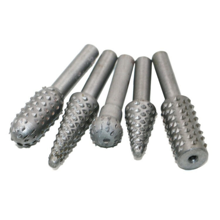 Set 5 punte rotanti per intaglio legno gambo 6 mm