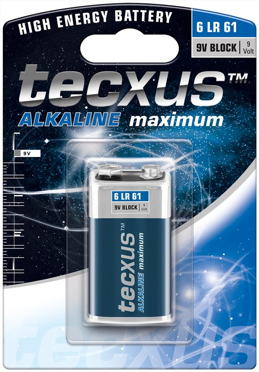 Batteria al manganese alcalino 9V Block 6LR61 Tecxus