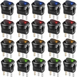 Interruttore a bilanciere luminoso 12V giallo verde rosso blu confezione 20