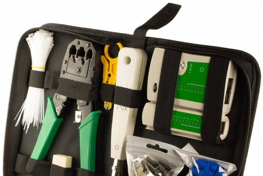 Set strumenti rete tester cavi RJ45 145 pezzi Iso Trade