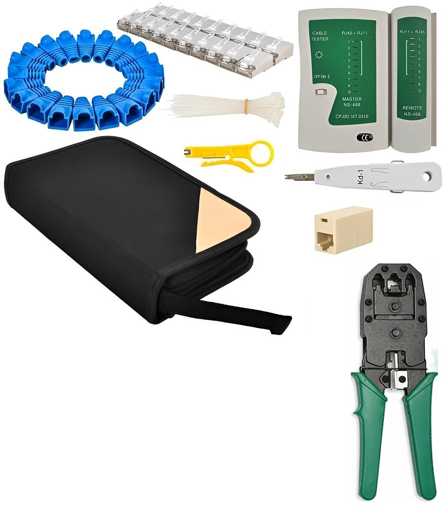 Set strumenti rete tester cavi RJ45 145 pezzi Iso Trade
