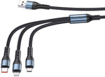 Cavo ricarica 3in1 microUSB Lightning Type C 1,2m 3A JA024