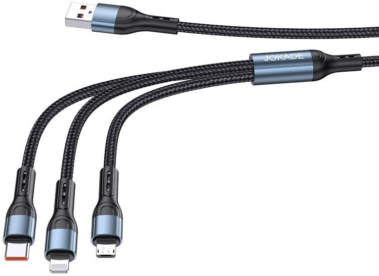 Cavo ricarica 3in1 microUSB Lightning Type C 1,2m 3A JA024