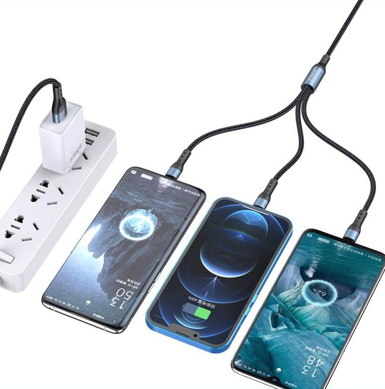 Cavo ricarica 3in1 microUSB Lightning Type C 1,2m 3A JA024