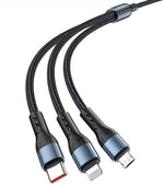 Cavo ricarica 3in1 microUSB Lightning Type C 1,2m 3A JA024