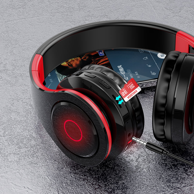 Cuffie ad archetto Bluetooth con ingresso sched SD rosse e nere KSC-728 6921042122465 F4060