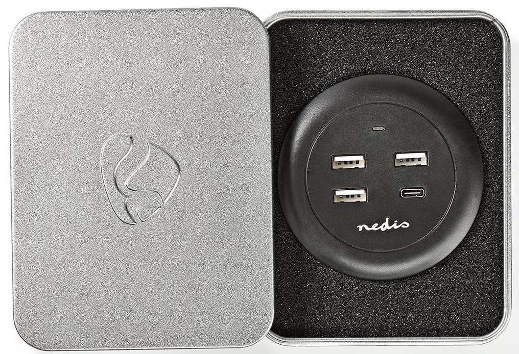 Caricabatterie da muro/scrivania ricarica rapida USB-C™/3xUSB-A 30W 1x3A/3x2.1A FSCSPD100GY 5412810318353 ND1261