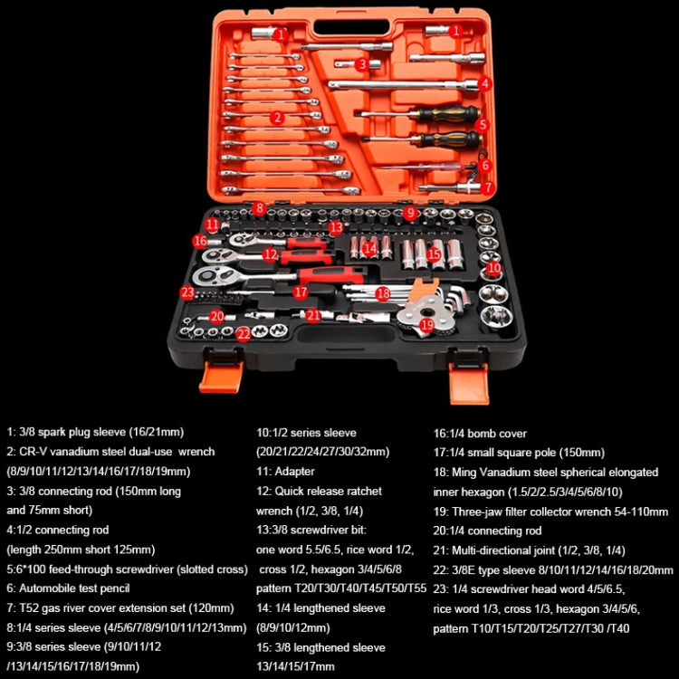 Set chiavi a cricchetto 121 in 1 per riparazione auto